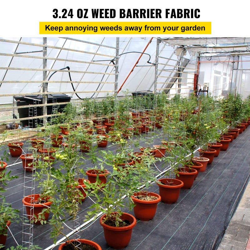 Happybuy 3FTx300FT حاجز الأعشاب القماش المناظر الثقيلة 3.2OZ، حصيرة حديقة حجب الأعشاب المنسوجة، قماش التحكم في الأعشاب في الحديقة، قماش تصريف الجيوتكستايل، قماش تنسيق الحدائق لتغطية الأرضيات - Image 2